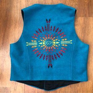 Pendleton Wool Indian Aztec Western Wear Button Up Vest Size Large